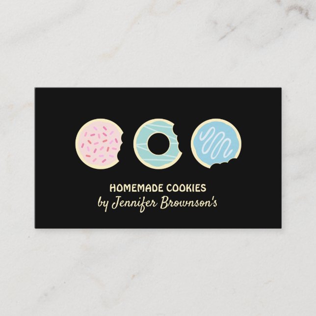 Schwarze Kekse Doughnut Sweet Leckereien Visitenkarte (Vorderseite)