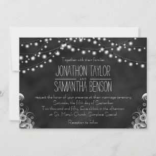 Schwarze Khalkboard-Reihe von Lichtern Hochzeit lä Einladung