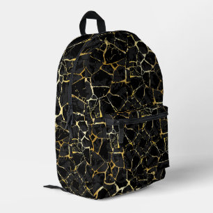 Schwarze Kintsugi-Goldader  Bedruckter Rucksack