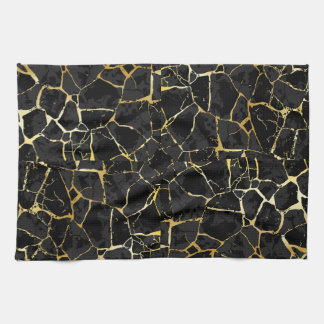 Schwarze Kintsugi-Goldader  Geschirrtuch