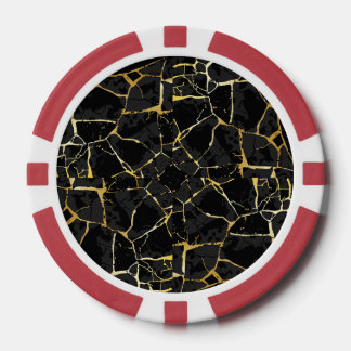 Schwarze Kintsugi-Goldader  Pokerchips