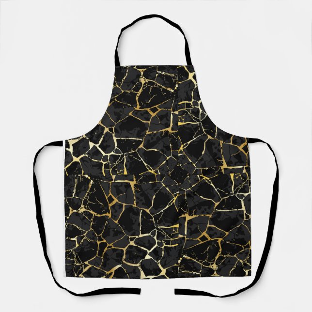 Schwarze Kintsugi-Goldader  Schürze (Vorderseite)
