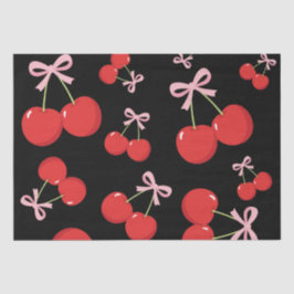Schwarze Kirschen mit rosa Bow Coquette Seidenpapier