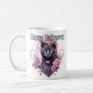 Schwarze Kitty Katze Frohes Halloween Kaffeetasse