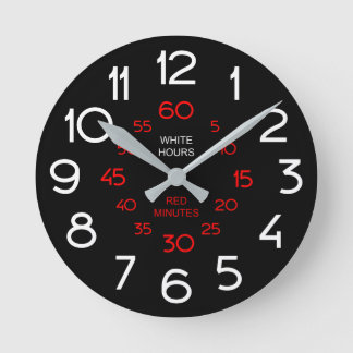 Schwarze Klassenzimmer Uhr - Weiße und rote Zahlen