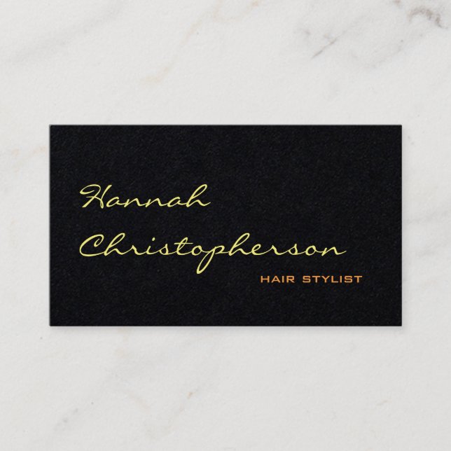 Schwarze klassische handgeschriebene Haarstylistin Visitenkarte (Vorderseite)