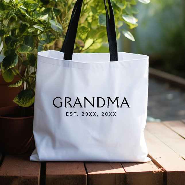 Schwarze klassische Typografie Established Oma Tasche (Von Creator hochgeladen)