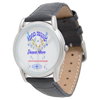 Schwarze klassische Uhr, Musik Tanz Armbanduhr
