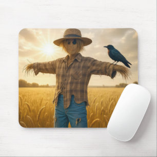 Schwarze Klaue auf einer Vogelscheuche Mousepad