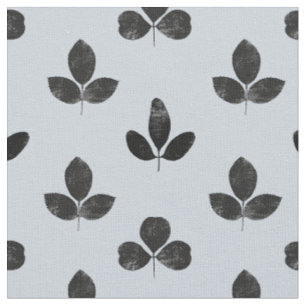 Schwarze Klee auf blass Dusty Blue Stoff