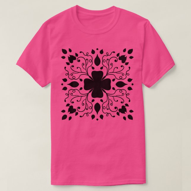 Schwarze Klee Muster 1 T-Shirt (Design vorne)