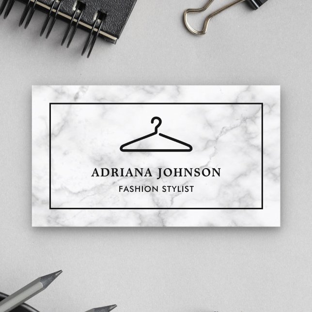 Schwarze Kleider aus weißem Marmor Hanger Fashion  Visitenkarte (Von Creator hochgeladen)