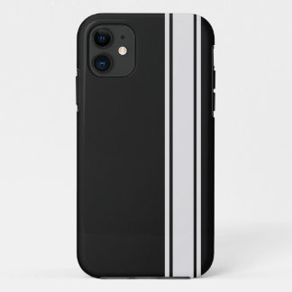 Schwarze Kohlenstoff-Faser u. weißer Streifen Case-Mate iPhone Hülle
