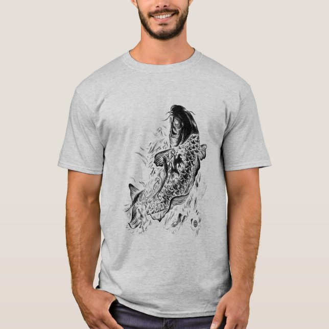Schwarze Koi Fische T-Shirt (Vorderseite)