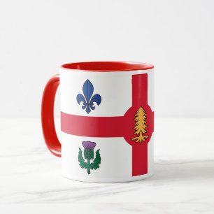 Schwarze Kombitasse mit Flagge von Montreal, Quebe Tasse