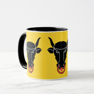 Schwarze Kombitasse mit Flagge von Uri, Schweiz Tasse