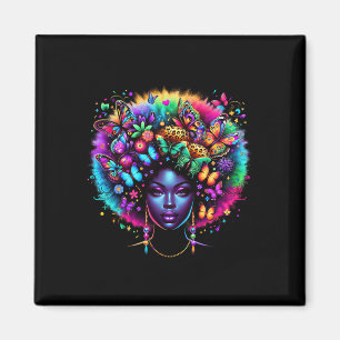 Schwarze Königin Afro Melanin Juneteenth Leopard B Magnet