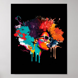 Schwarze Königin Afro Melanin triefende Kunstliebh Poster