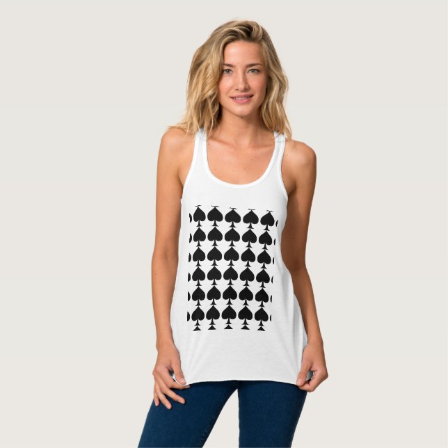 Schwarze Königin der Pik Muster Thunder_Cove Tank Top (Vorderseite Vollansicht)