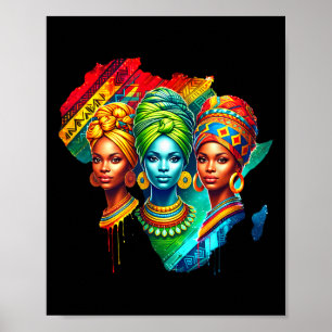 Schwarze Königin Heritage Art Afrikanische Karte S Poster