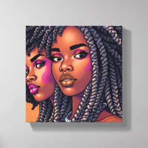 Schwarze Königin Melanin Frauen Sista Orange König Leinwanddruck