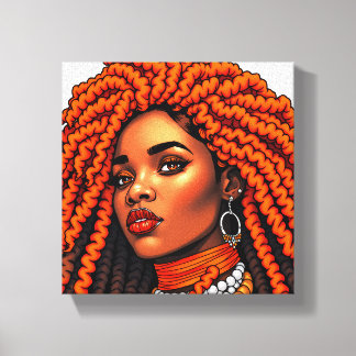 Schwarze Königin Melanin Frauen Sista Orange König Leinwanddruck
