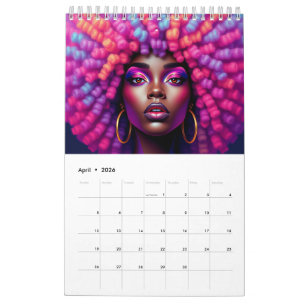 Schwarze Königin Pastell Regenbogen Melanin Schwes Kalender