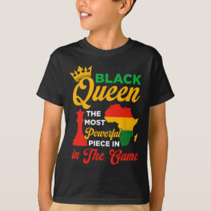 Schwarze Königin Schach Mächtige Figur Im Spiel Ju T-Shirt