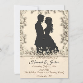 Schwarze Kontur einer Eheschließungseinladung Einladung