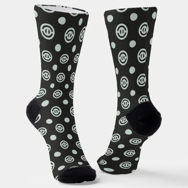Schwarze konzentrische Kreise Nahtloses Muster Socken (Gewinkelt)