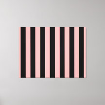 Schwarze & korallenrosa gestreifte Leinwand-Wandku