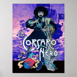 SCHWARZE KORSAIR/Piratenschiff Schlacht in blauros Poster