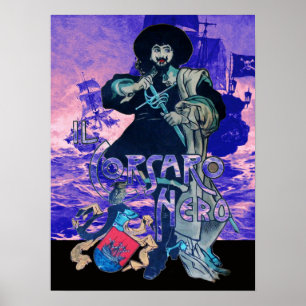 SCHWARZE KORSAIR/Piratenschiff Schlacht in blauros Poster