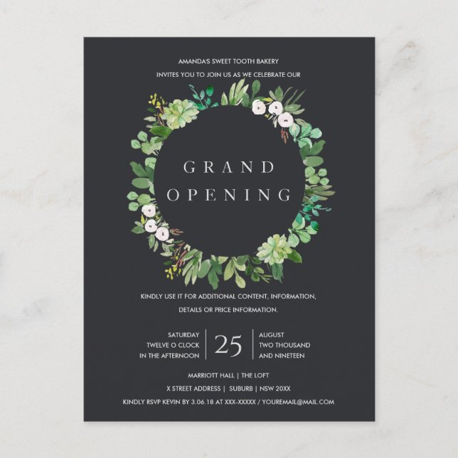 SCHWARZE KRAFT FOLIAGE FRAME GRAND ÖFFNUNGSZEREMON POSTKARTE (Vorderseite)
