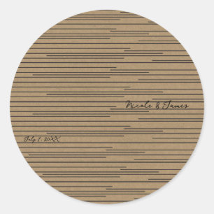 Schwarze Kraft Minimal Moderne Linien Hochzeit Runder Aufkleber