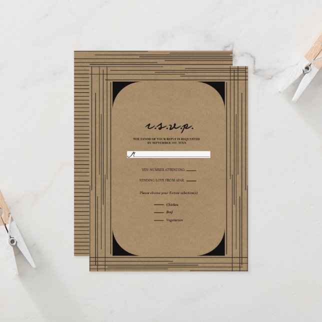 Schwarze Kraft Minimal Moderne Linien Hochzeitsska Einladung (Vorderseite/Rückseite Beispiel)