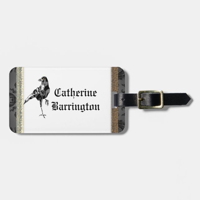 Schwarze Krähe Gepäckanhänger (Vorderseite horizontal)