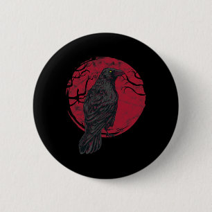 Schwarze Krähe Hexerei Okkult Gothic Gruselig Hall Button