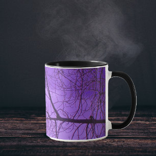 Schwarze Krähe Lila Himmel Tasse