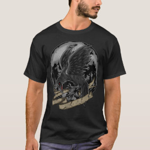 Schwarze Krähe Mystischer Rabe bei Vollmond T-Shirt