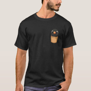 Schwarze Krähe Rabe in Tasche Cartoon-Grafik Vogel T-Shirt