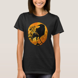 Schwarze Krähe Rabe Vogel & Gespenst gegen Orange T-Shirt
