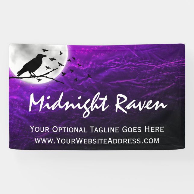 Schwarze Krähen-Raben-Silhouette auf Mond-nervösem Banner (Horizontal)