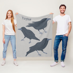 Schwarze Krähen Vogelbilder Personalisiert Fleecedecke