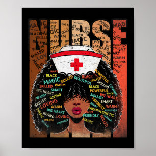 Schwarze Krankenschwester Frau Afro Melanin Vintag Poster