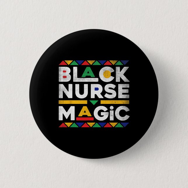 Schwarze Krankenschwester Melanin Afro Afrikanisch Button (Vorderseite)