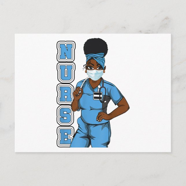 Schwarze Krankenschwester Uniform Gesichtsmaske Af Ankündigungspostkarte (Vorderseite)