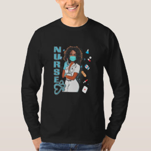 Schwarze Krankenschwester Uniform Gesichtsmaske Af T-Shirt