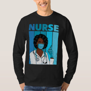 Schwarze Krankenschwester-Uniform Gesichtsmaske Af T-Shirt