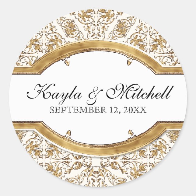 Schwarze Krawatte Elegance 2, Golden Matching Stic Runder Aufkleber (Vorderseite)